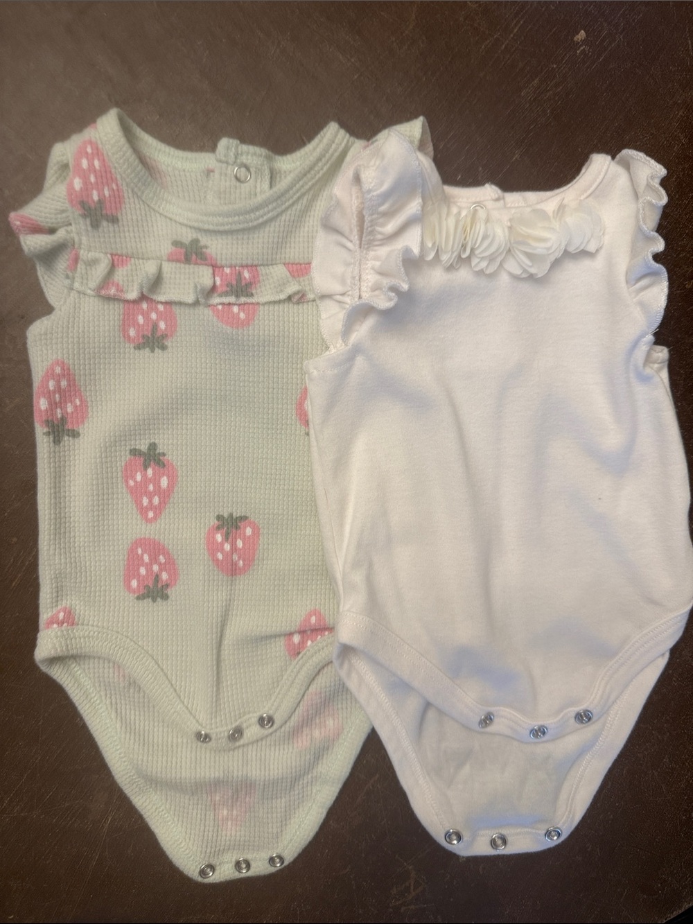 Baby Girls Strawberry Ruffle Bodysuit Set - Mint & White